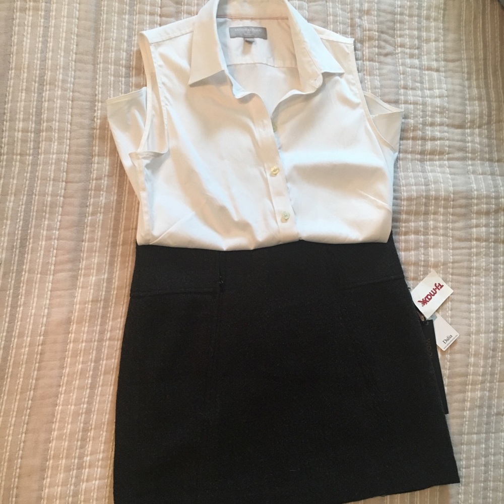 Black Wool Blend Mini Skirt, size 6